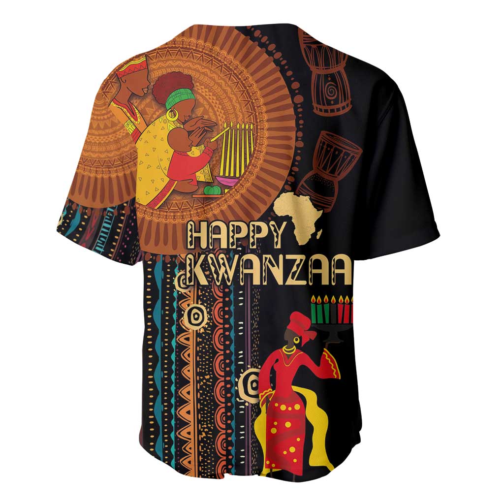 Happy Kwanzaa African Baseball Jersey - Tribal Pattern LT03