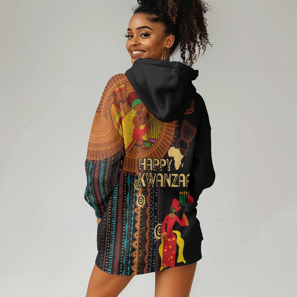 Happy Kwanzaa African Hoodie Dress - Tribal Pattern LT03