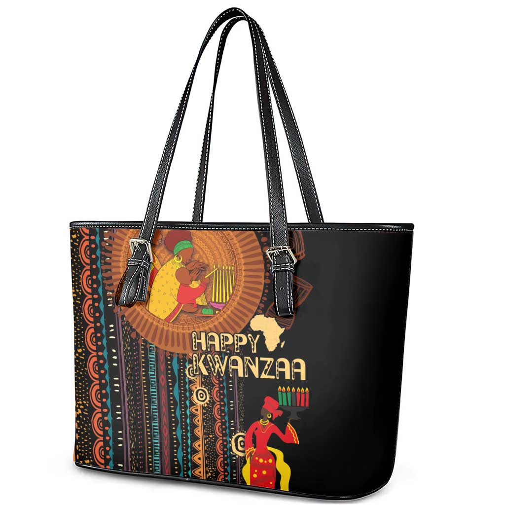 Happy Kwanzaa African Tribal Pattern Leather Tote Bag LT03