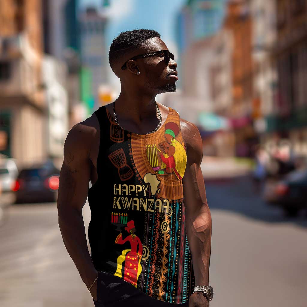 Happy Kwanzaa African Men Tank Top - Tribal Pattern LT03