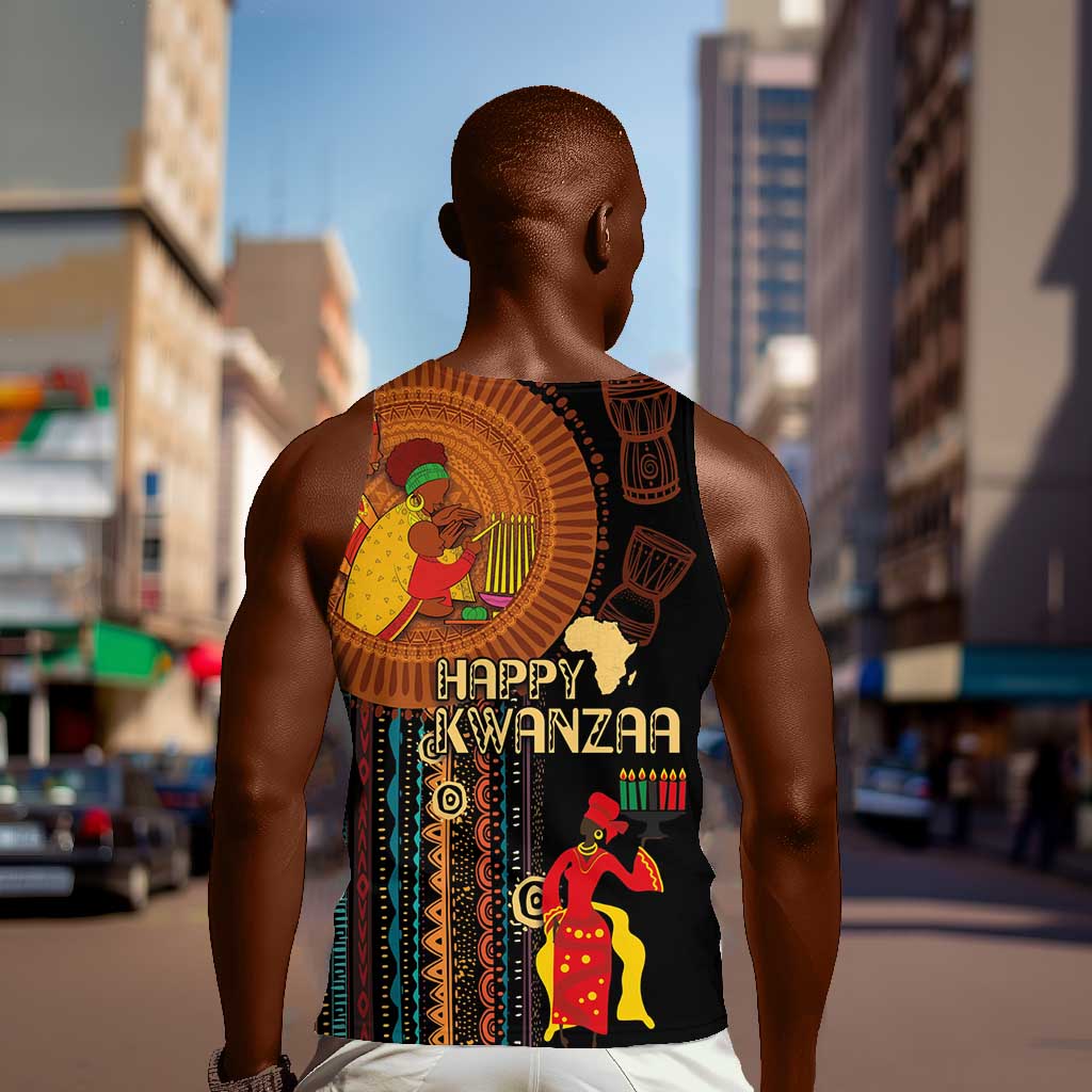 Happy Kwanzaa African Men Tank Top - Tribal Pattern LT03