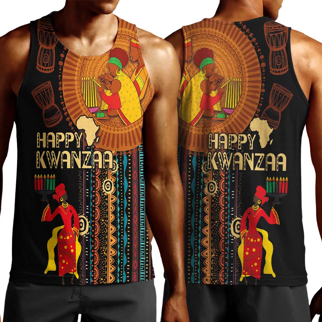 Happy Kwanzaa African Men Tank Top - Tribal Pattern LT03