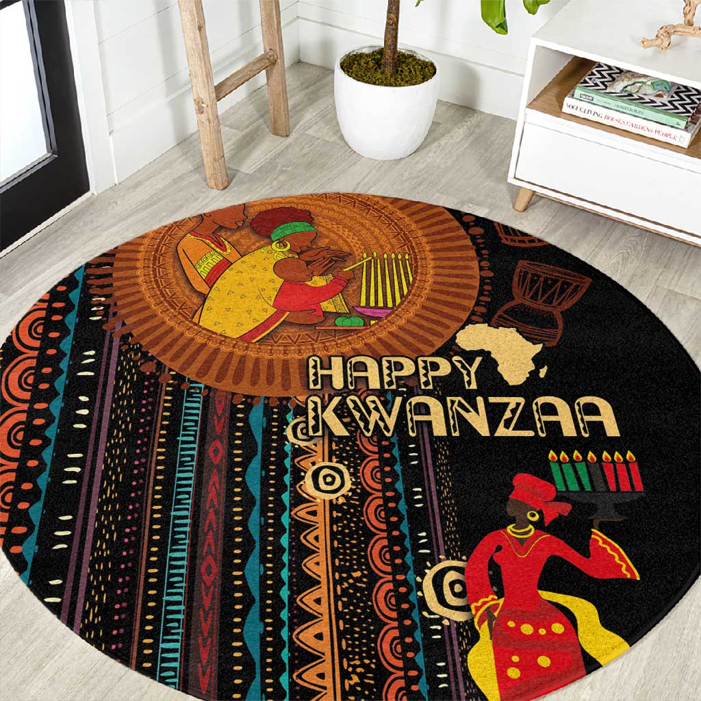 Happy Kwanzaa African Round Carpet - Tribal Pattern LT03