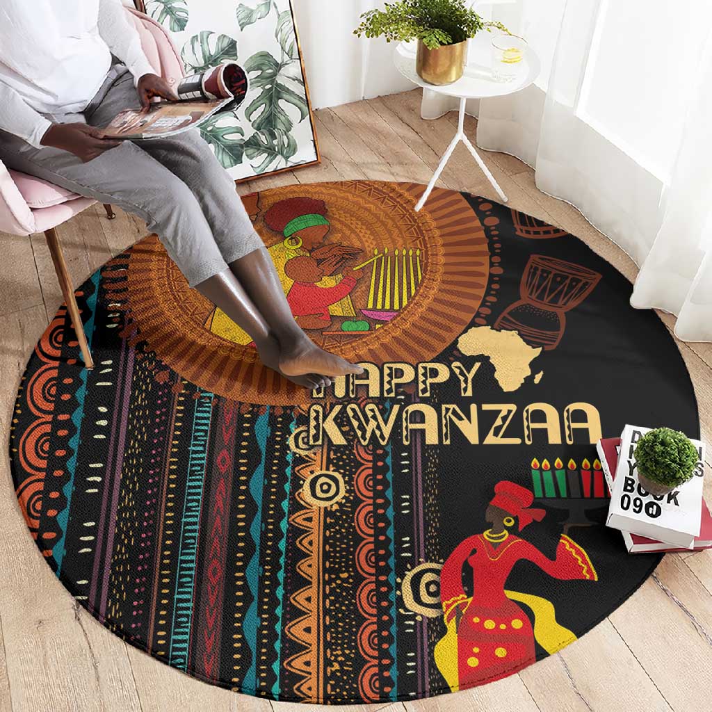 Happy Kwanzaa African Round Carpet - Tribal Pattern LT03