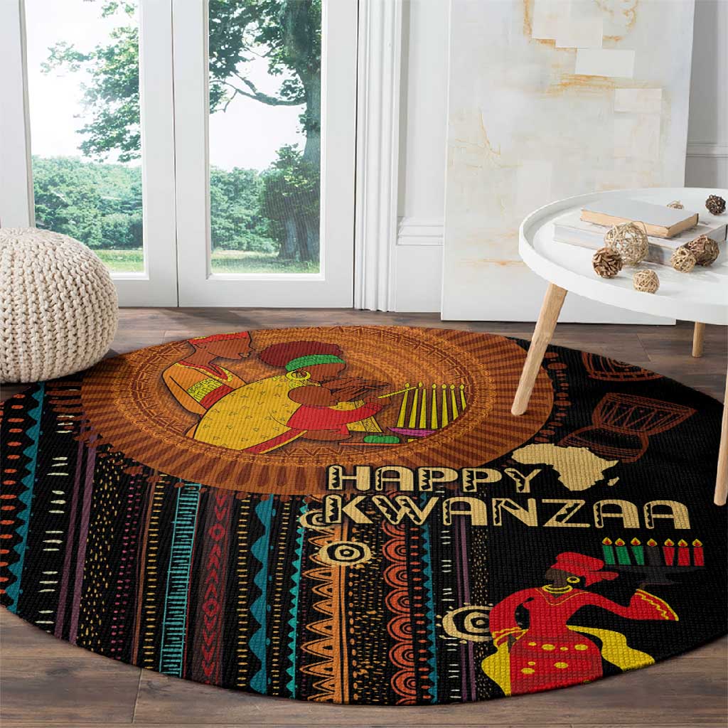 Happy Kwanzaa African Round Carpet - Tribal Pattern LT03