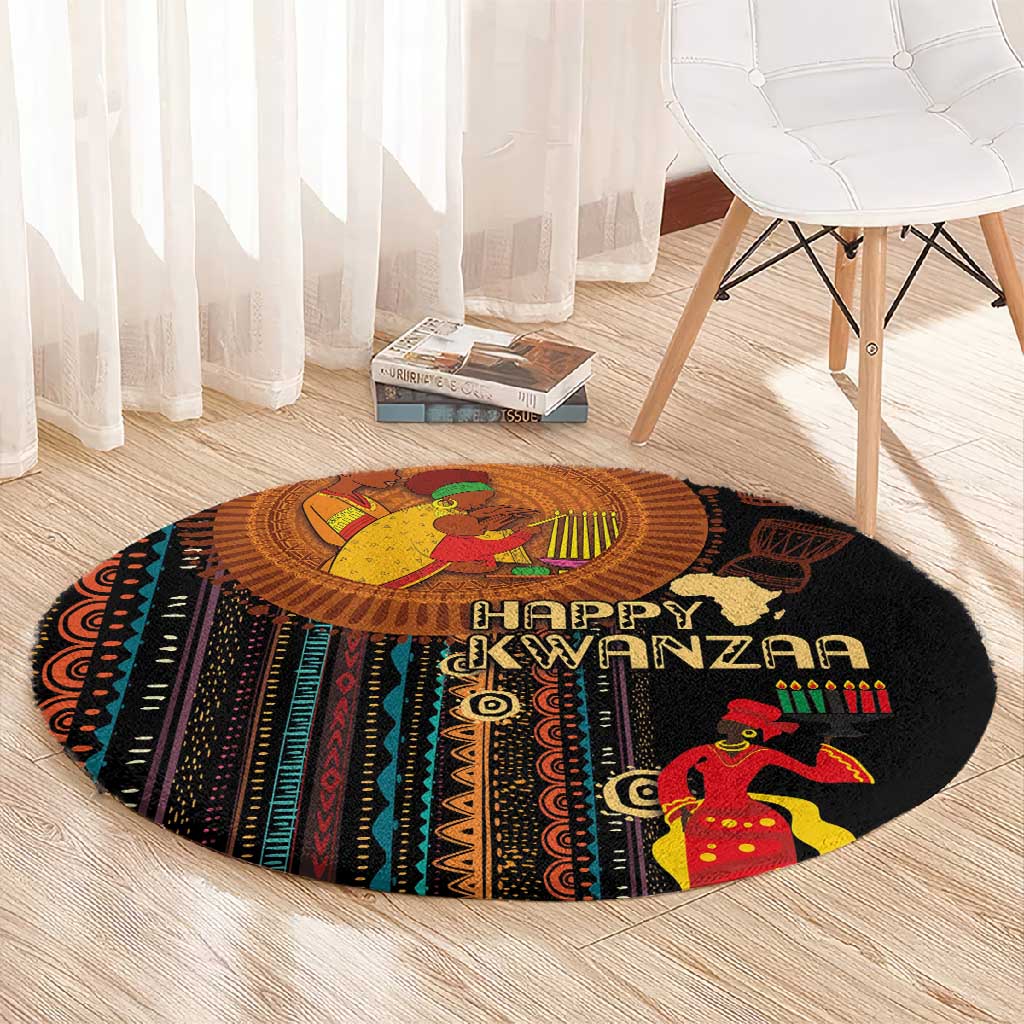 Happy Kwanzaa African Round Carpet - Tribal Pattern LT03