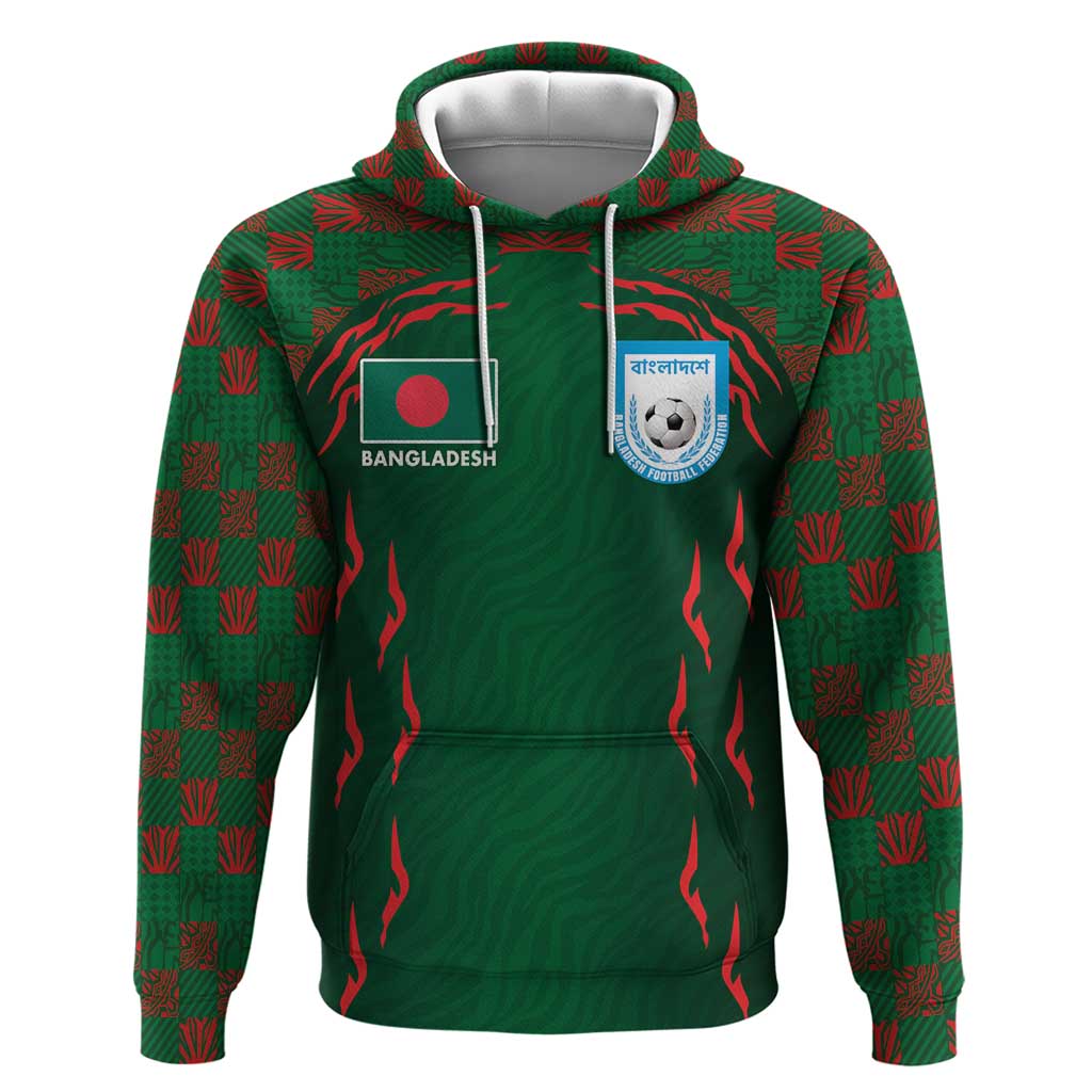 Custom Bangladesh Football Hoodie Bengal Tigers Green-Red Warriors LT03