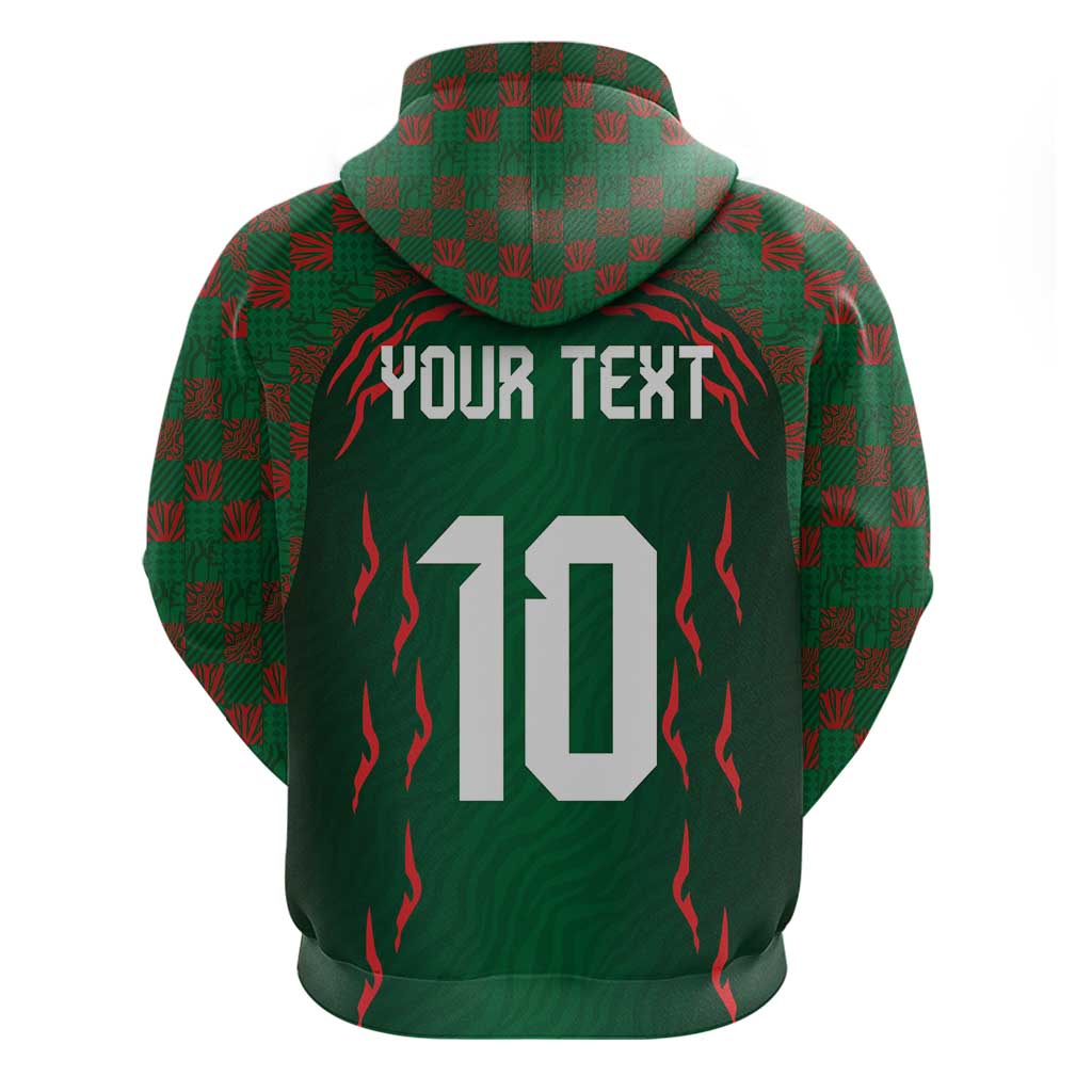 Custom Bangladesh Football Hoodie Bengal Tigers Green-Red Warriors LT03