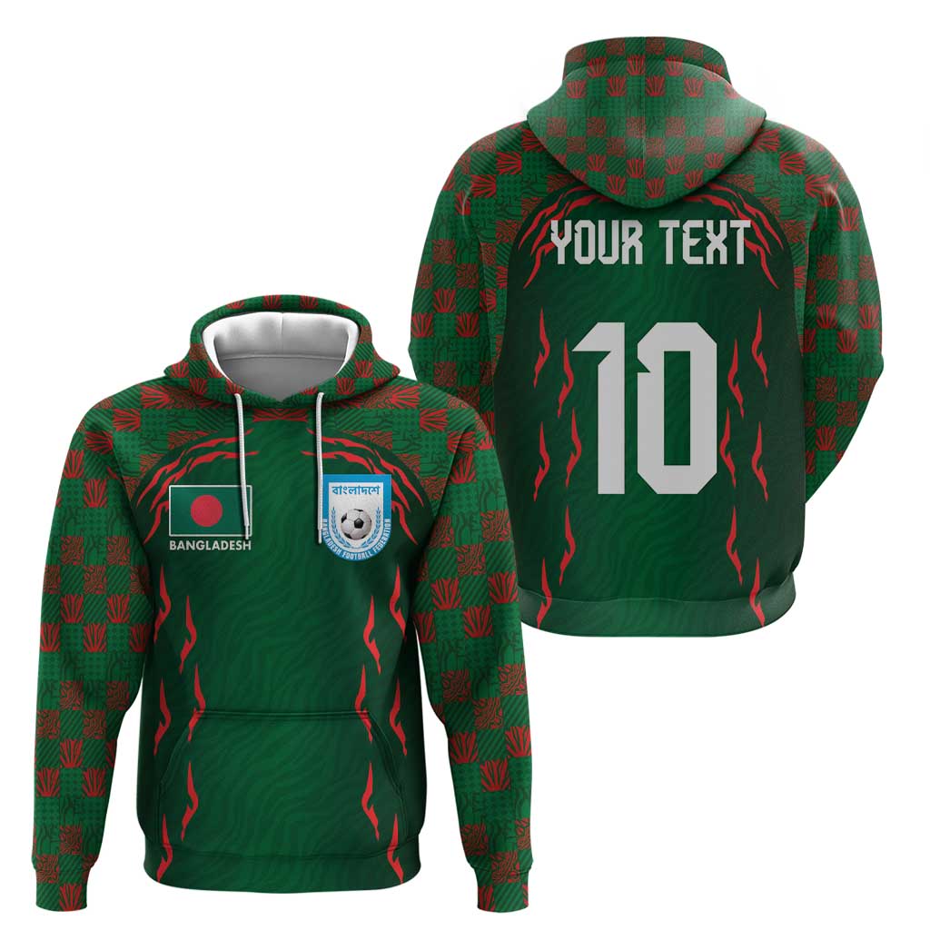 Custom Bangladesh Football Hoodie Bengal Tigers Green-Red Warriors LT03