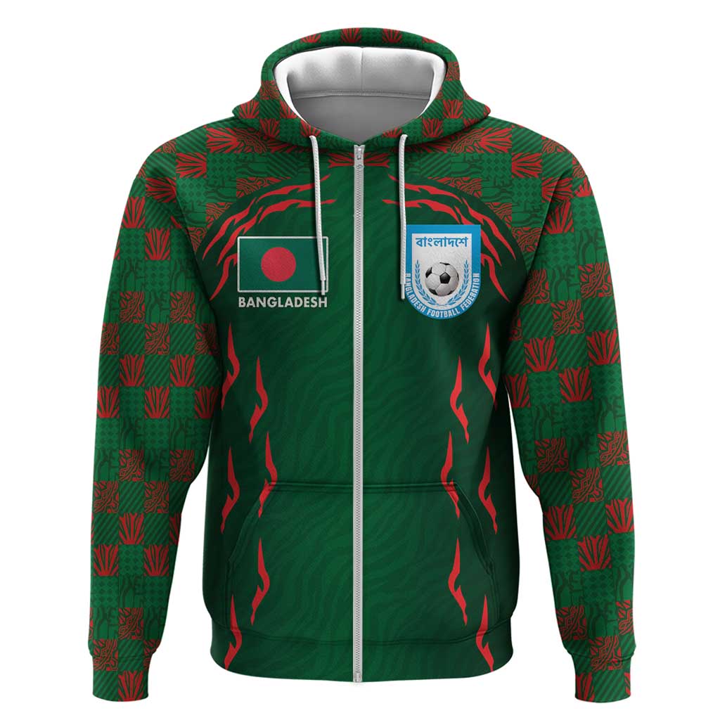 Custom Bangladesh Football Hoodie Bengal Tigers Green-Red Warriors LT03