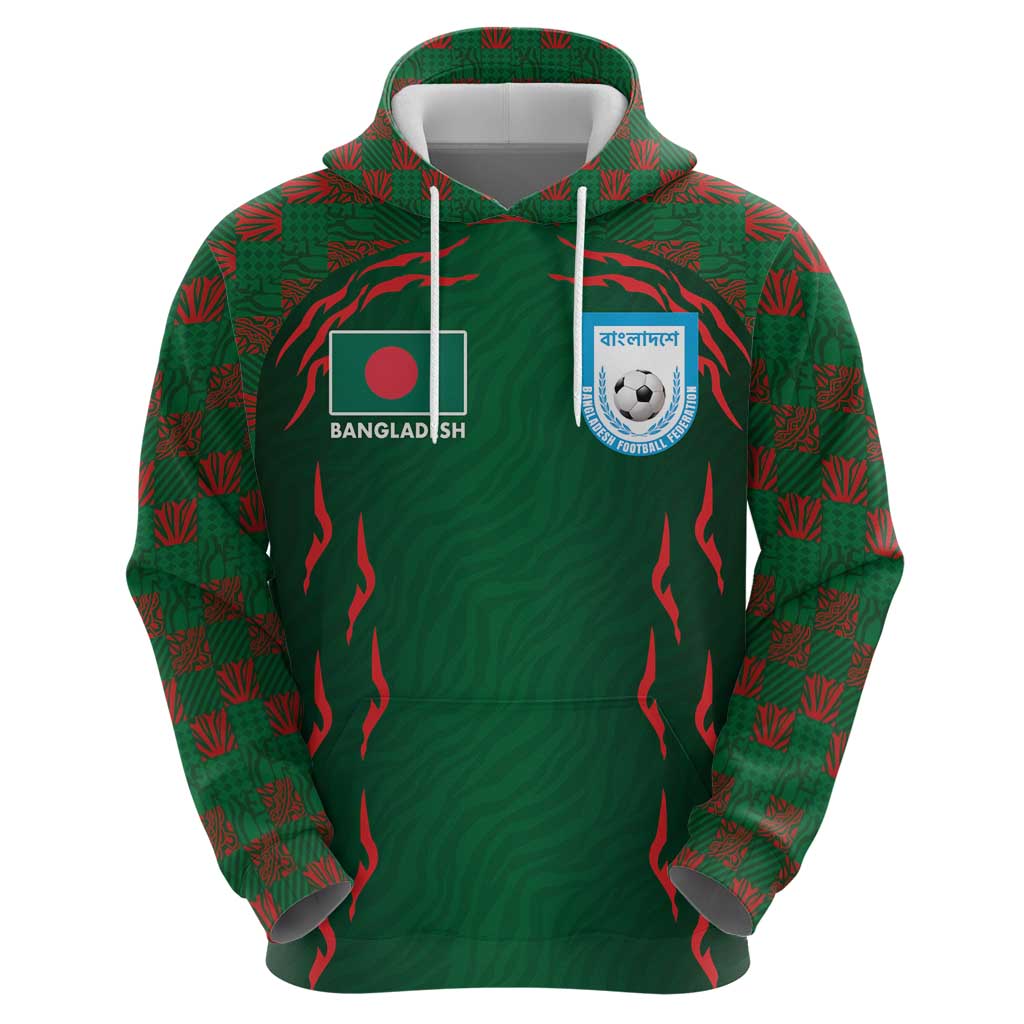 Custom Bangladesh Football Hoodie Bengal Tigers Green-Red Warriors LT03