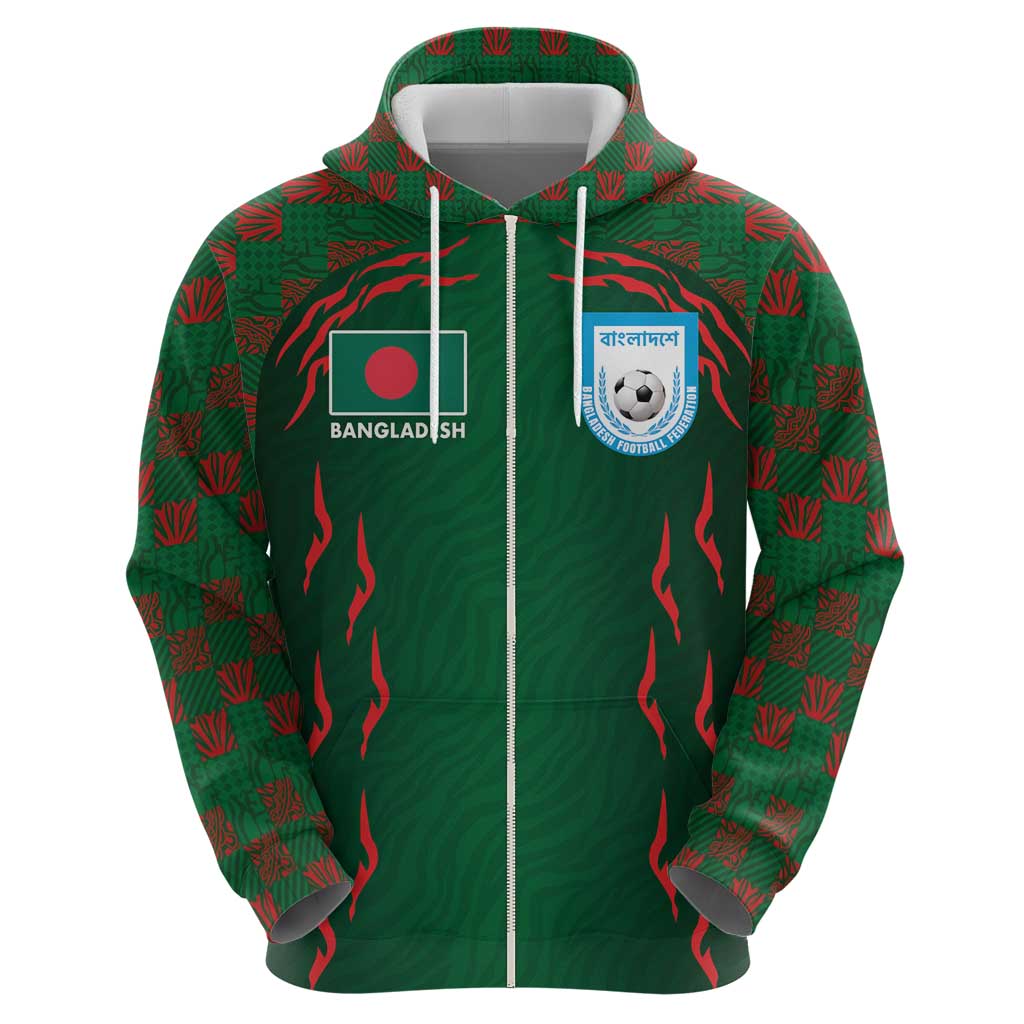 Custom Bangladesh Football Hoodie Bengal Tigers Green-Red Warriors LT03