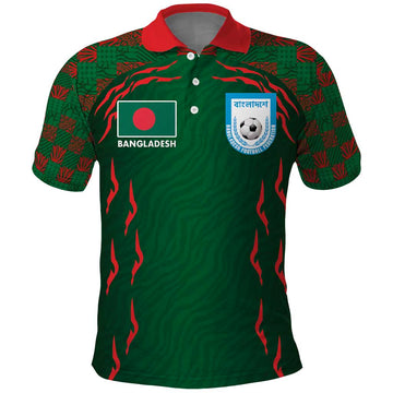 Custom Bangladesh Football Polo Shirt Bengal Tigers Green-Red Warriors LT03