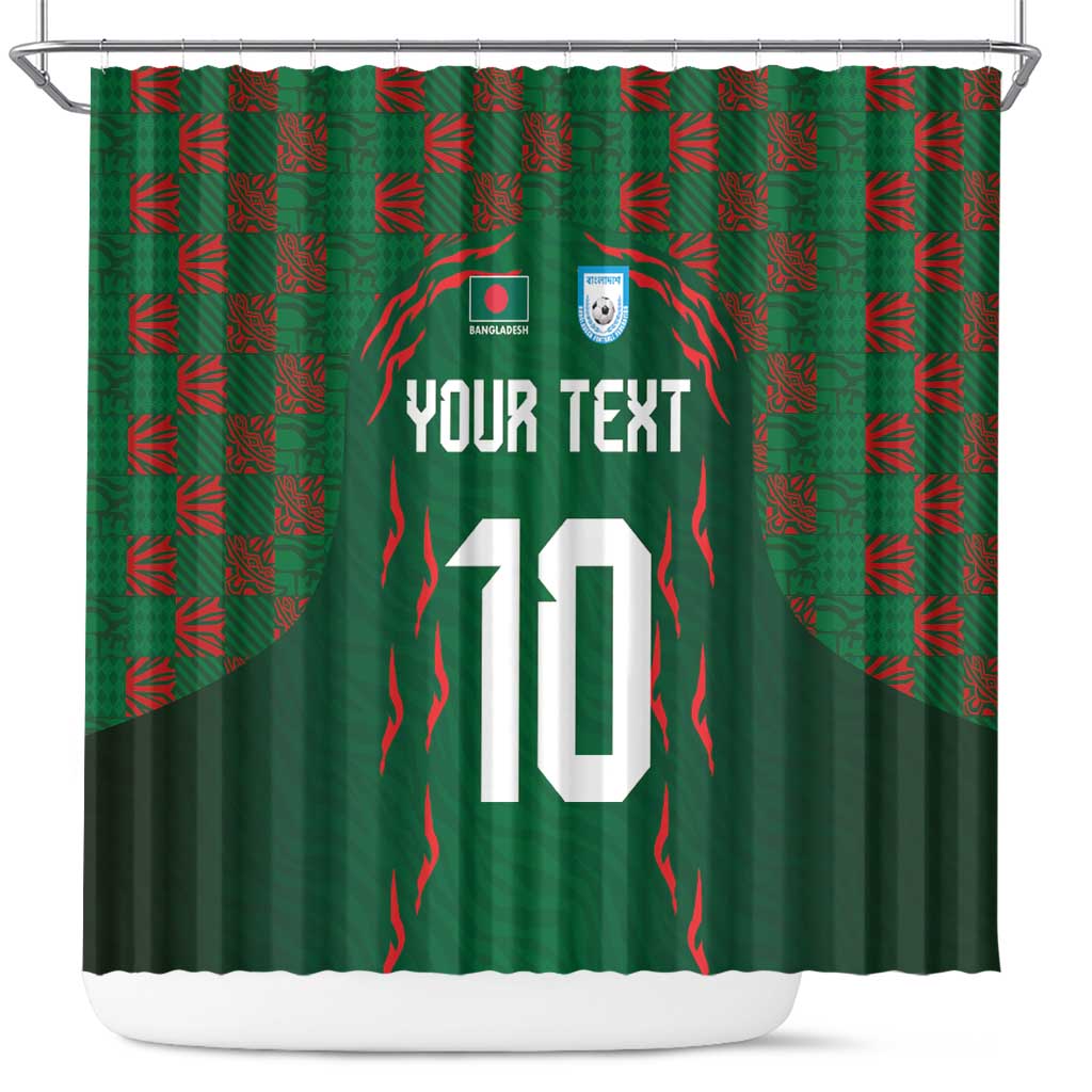 Custom Bangladesh Football Shower Curtain Bengal Tigers Green-Red Warriors LT03