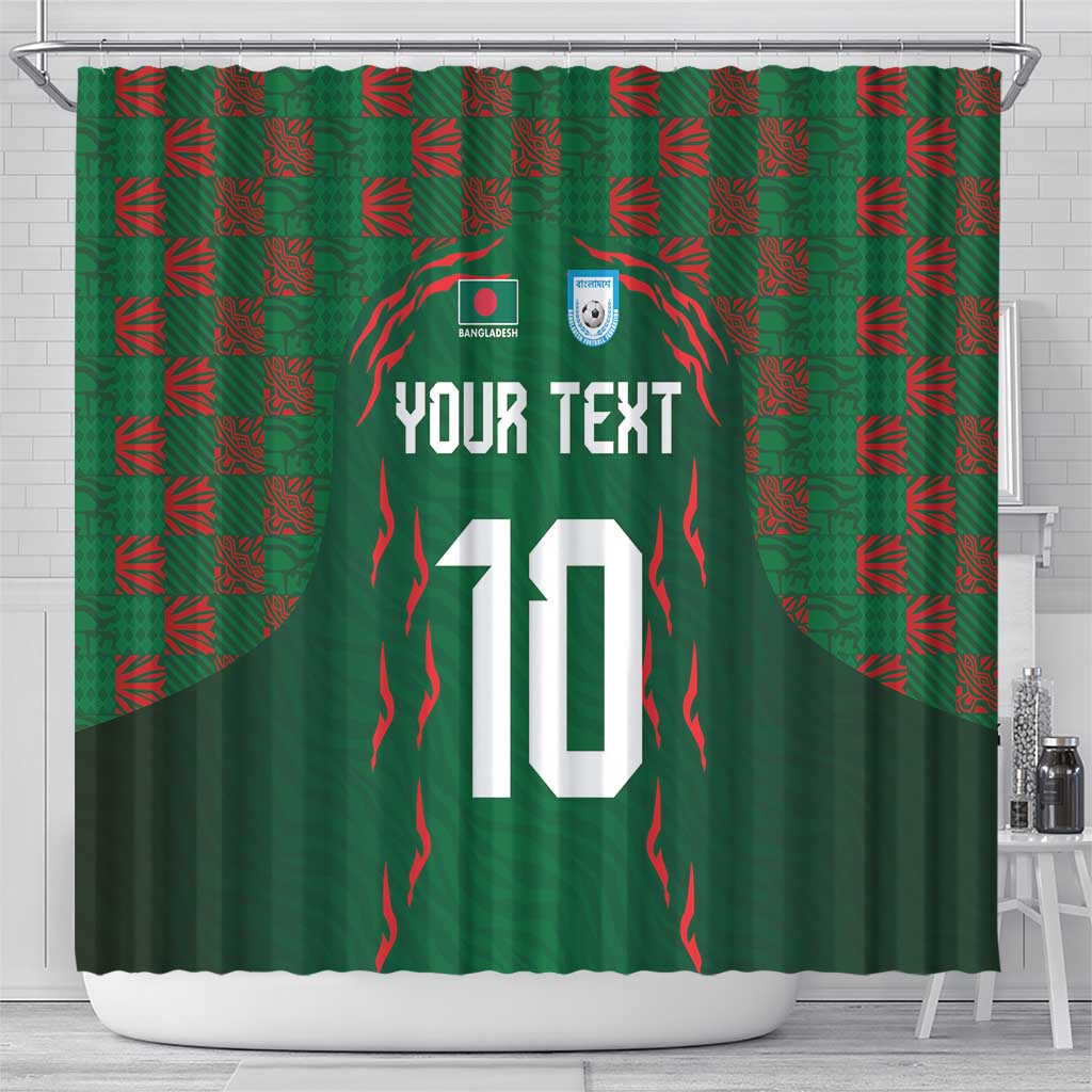 Custom Bangladesh Football Shower Curtain Bengal Tigers Green-Red Warriors LT03