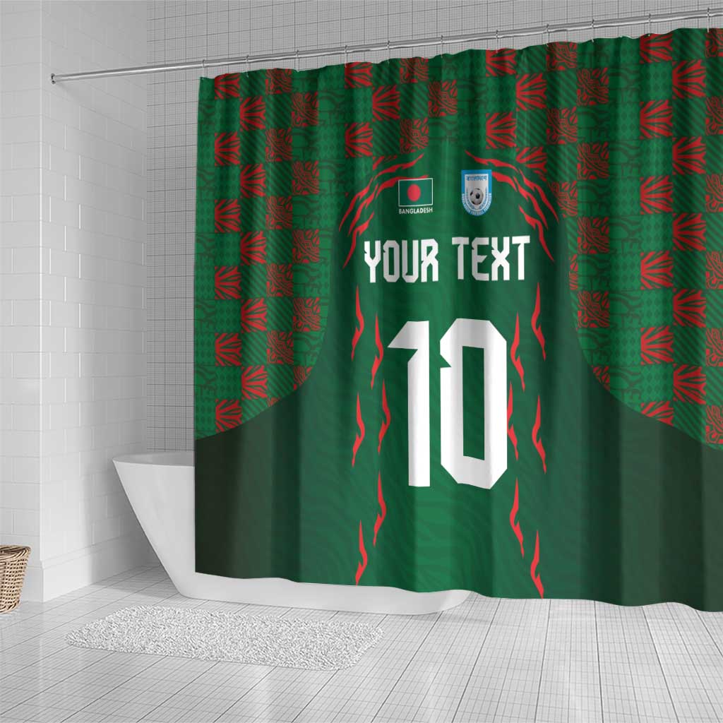 Custom Bangladesh Football Shower Curtain Bengal Tigers Green-Red Warriors LT03