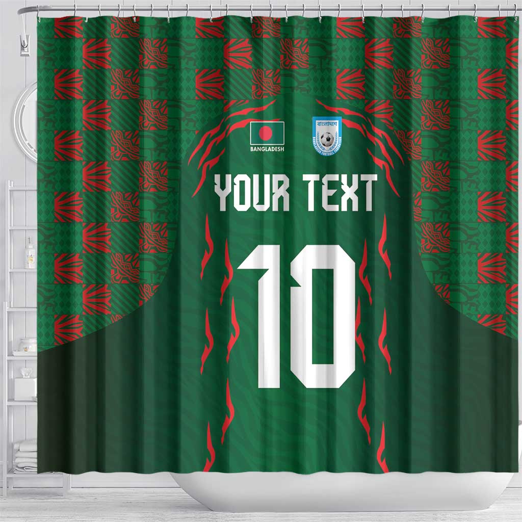 Custom Bangladesh Football Shower Curtain Bengal Tigers Green-Red Warriors LT03