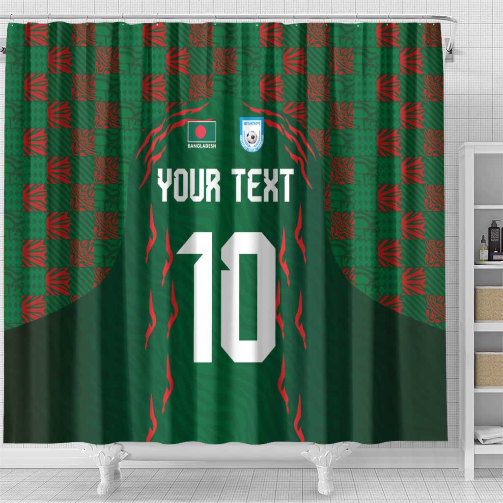 Custom Bangladesh Football Shower Curtain Bengal Tigers Green-Red Warriors LT03