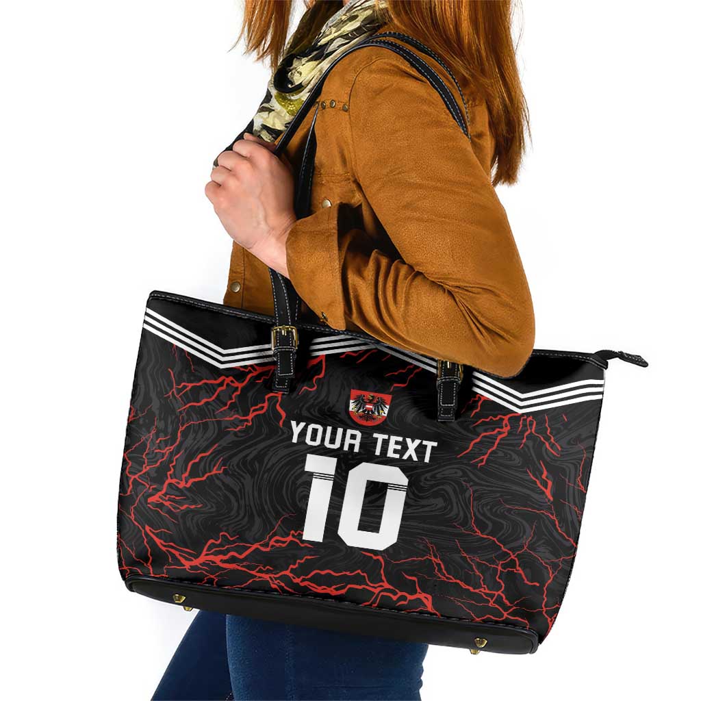 Custom Austria Football 2024 Go Champion Leather Tote Bag Away Color LT03