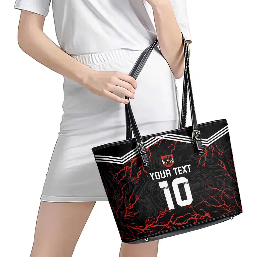 Custom Austria Football 2024 Go Champion Leather Tote Bag Away Color LT03