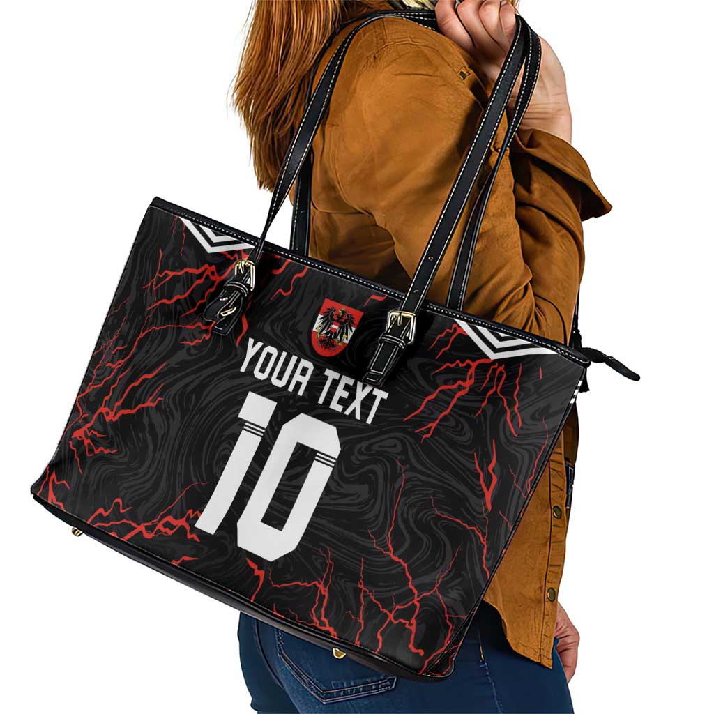 Custom Austria Football 2024 Go Champion Leather Tote Bag Away Color LT03