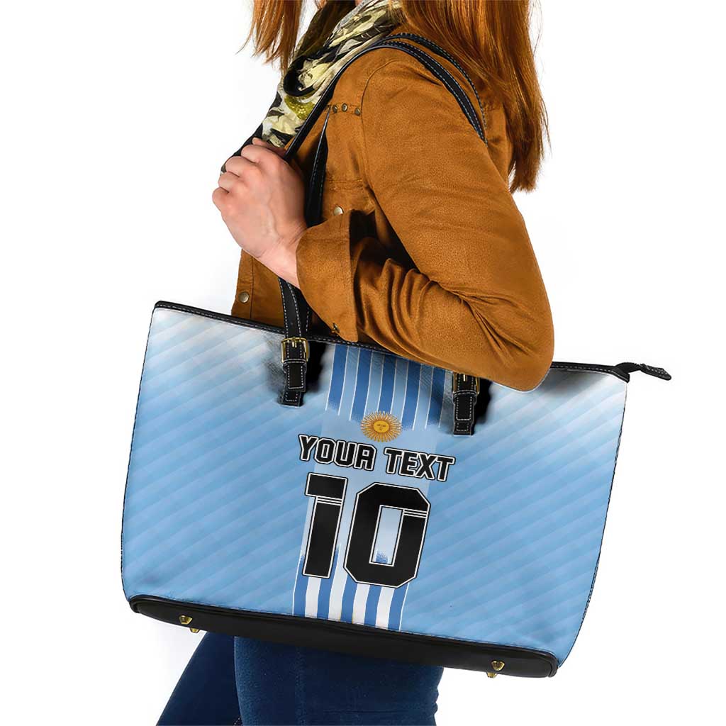 Custom Argentina Football Leather Tote Bag The Trophy Vamos La Albiceleste LT03