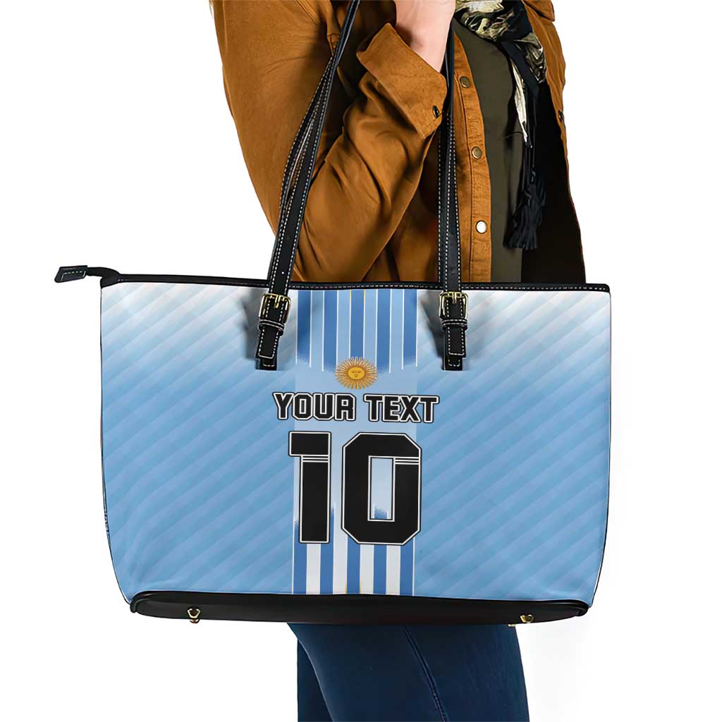 Custom Argentina Football Leather Tote Bag The Trophy Vamos La Albiceleste LT03
