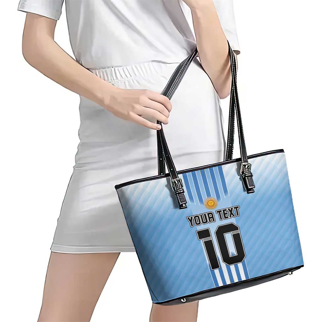 Custom Argentina Football Leather Tote Bag The Trophy Vamos La Albiceleste LT03