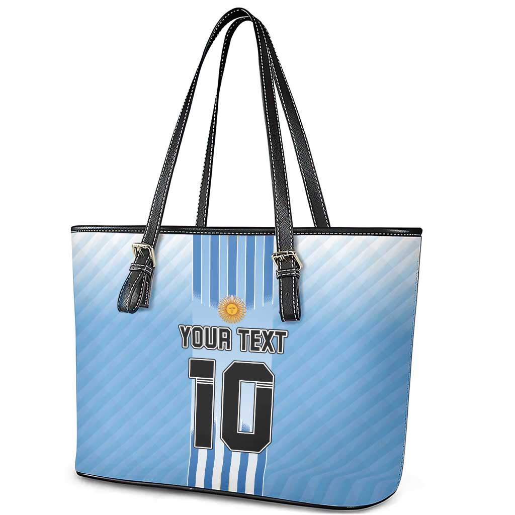 Custom Argentina Football Leather Tote Bag The Trophy Vamos La Albiceleste LT03