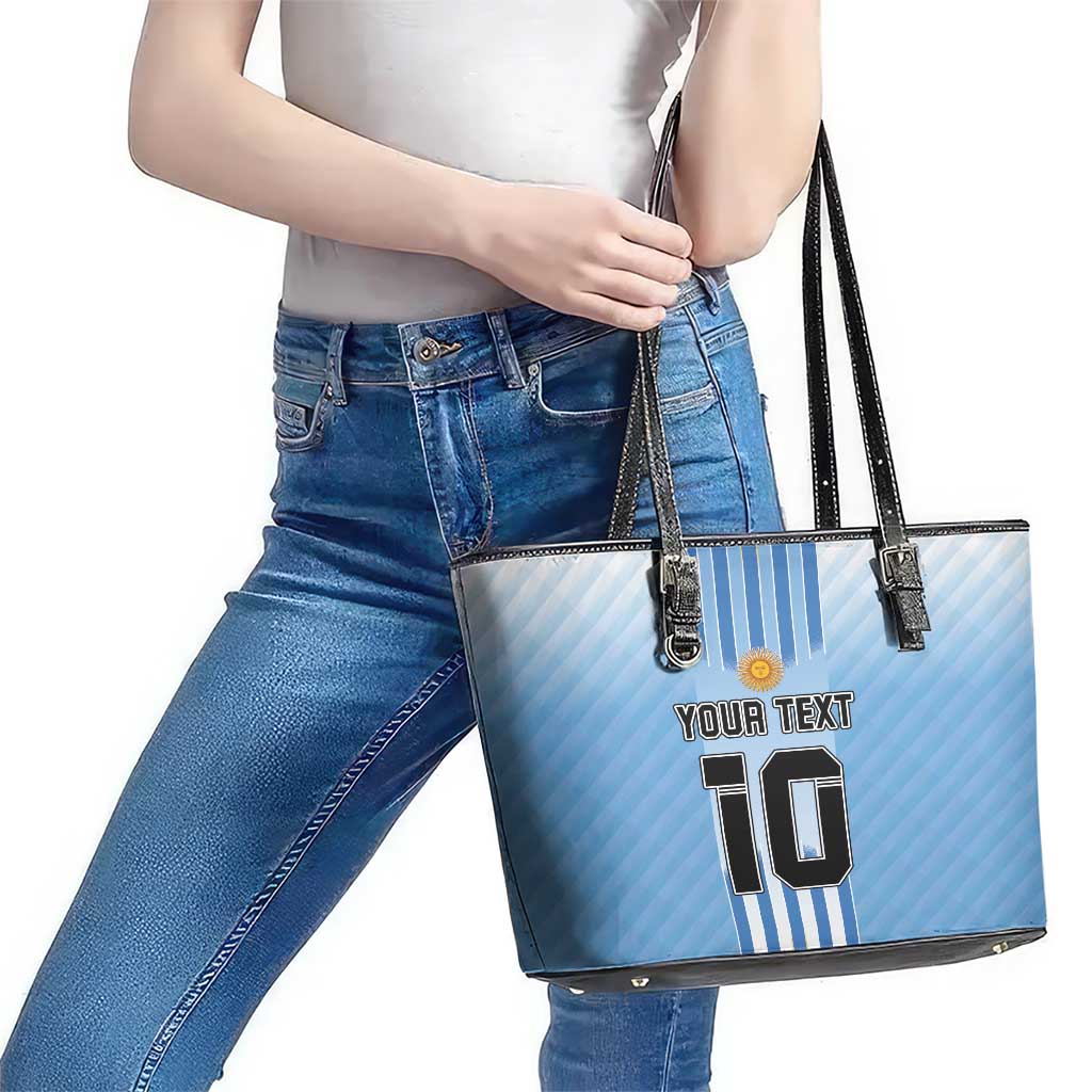 Custom Argentina Football Leather Tote Bag The Trophy Vamos La Albiceleste LT03