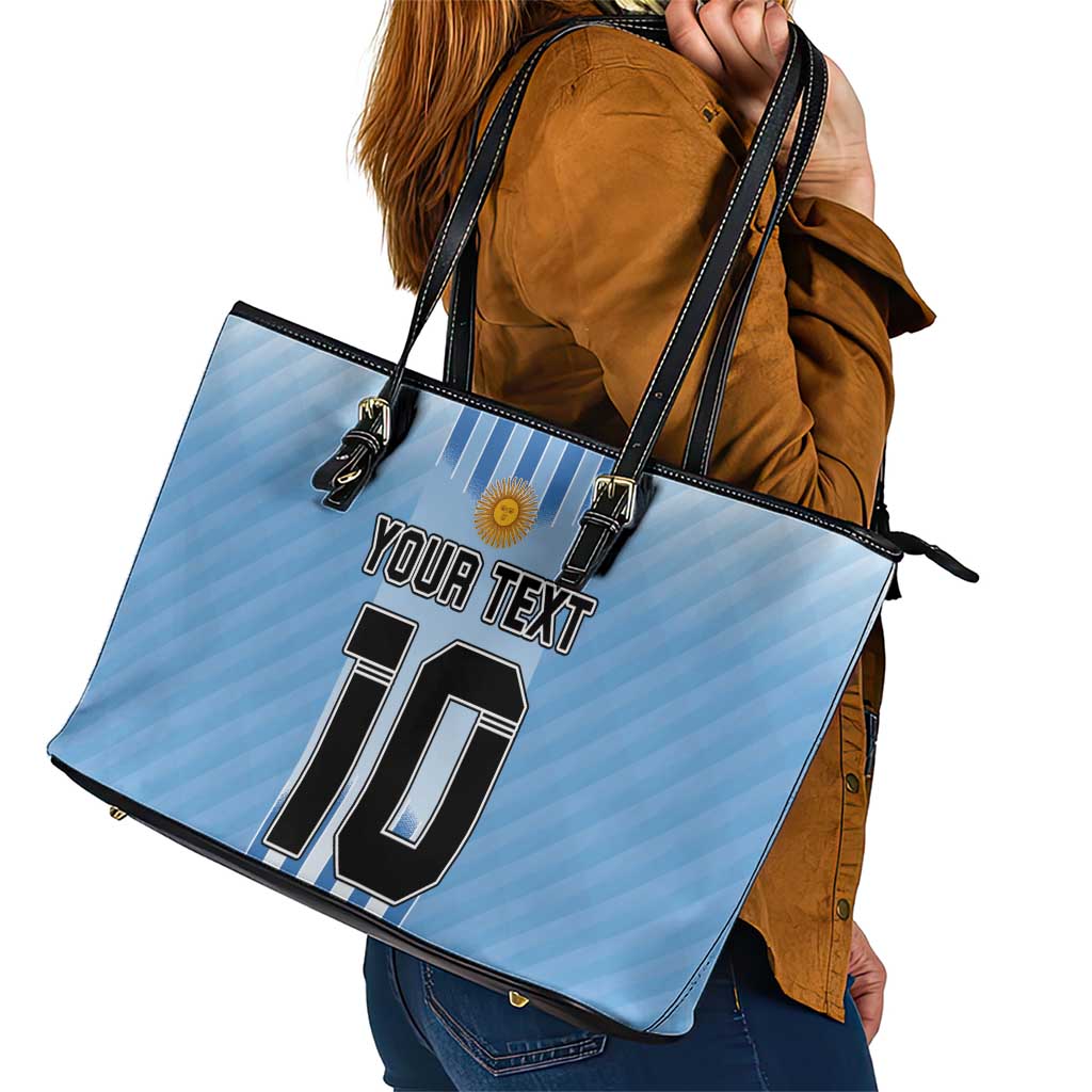 Custom Argentina Football Leather Tote Bag The Trophy Vamos La Albiceleste LT03