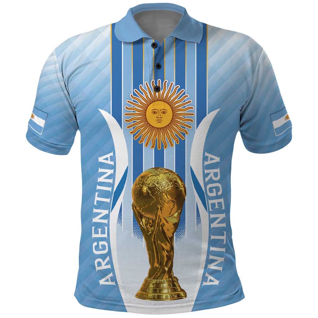 Custom Argentina Football Polo Shirt The Trophy Vamos La Albiceleste LT03