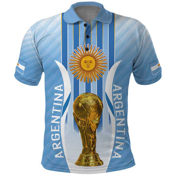 Custom Argentina Football Polo Shirt The Trophy Vamos La Albiceleste LT03