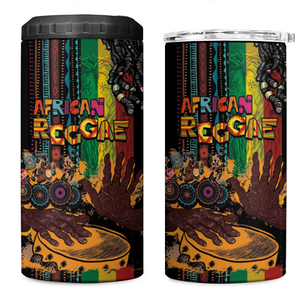 Afro-Caribbean 4 in 1 Can Cooler Tumbler African and Reggae Art Music LT03