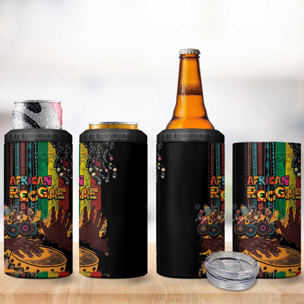Afro-Caribbean 4 in 1 Can Cooler Tumbler African and Reggae Art Music LT03