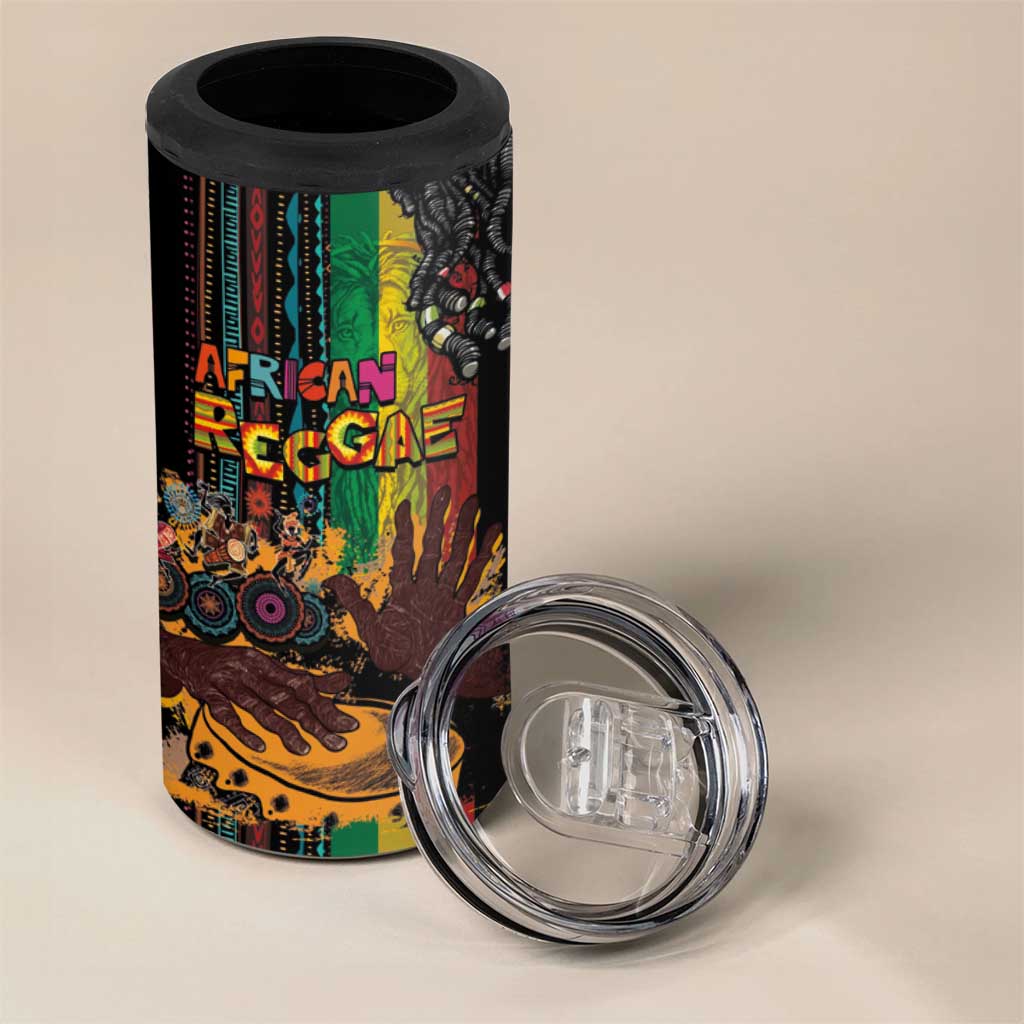 Afro-Caribbean 4 in 1 Can Cooler Tumbler African and Reggae Art Music LT03