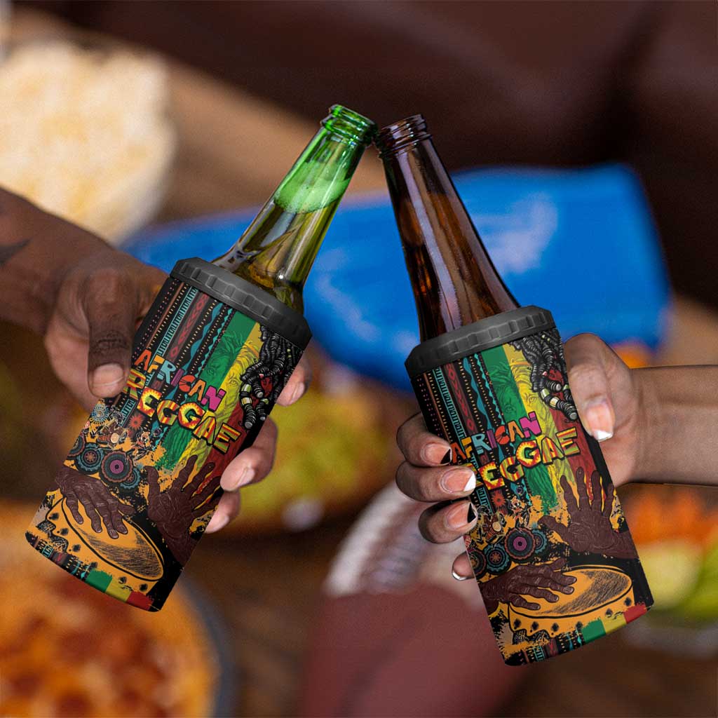 Afro-Caribbean 4 in 1 Can Cooler Tumbler African and Reggae Art Music LT03