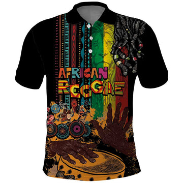 Afro-Caribbean Polo Shirt African and Reggae Art Music LT03