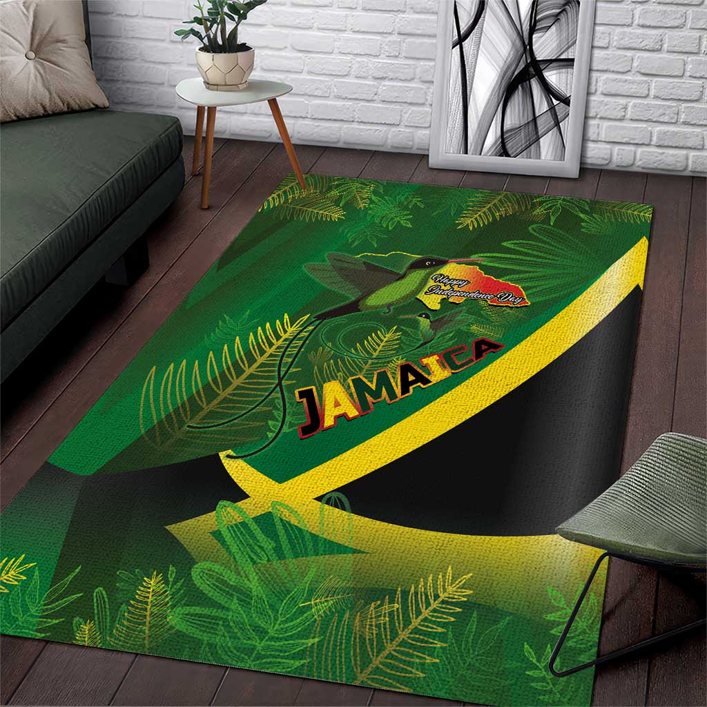Afro Jamaica Independence Day Area Rug Swallow-tail Hummingbird with Tropical Plants LT03