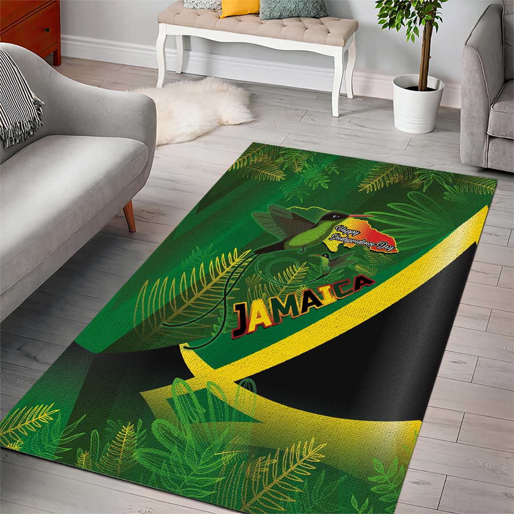 Afro Jamaica Independence Day Area Rug Swallow-tail Hummingbird with Tropical Plants LT03