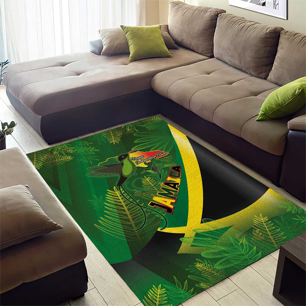 Afro Jamaica Independence Day Area Rug Swallow-tail Hummingbird with Tropical Plants LT03