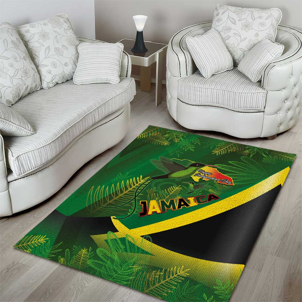 Afro Jamaica Independence Day Area Rug Swallow-tail Hummingbird with Tropical Plants LT03