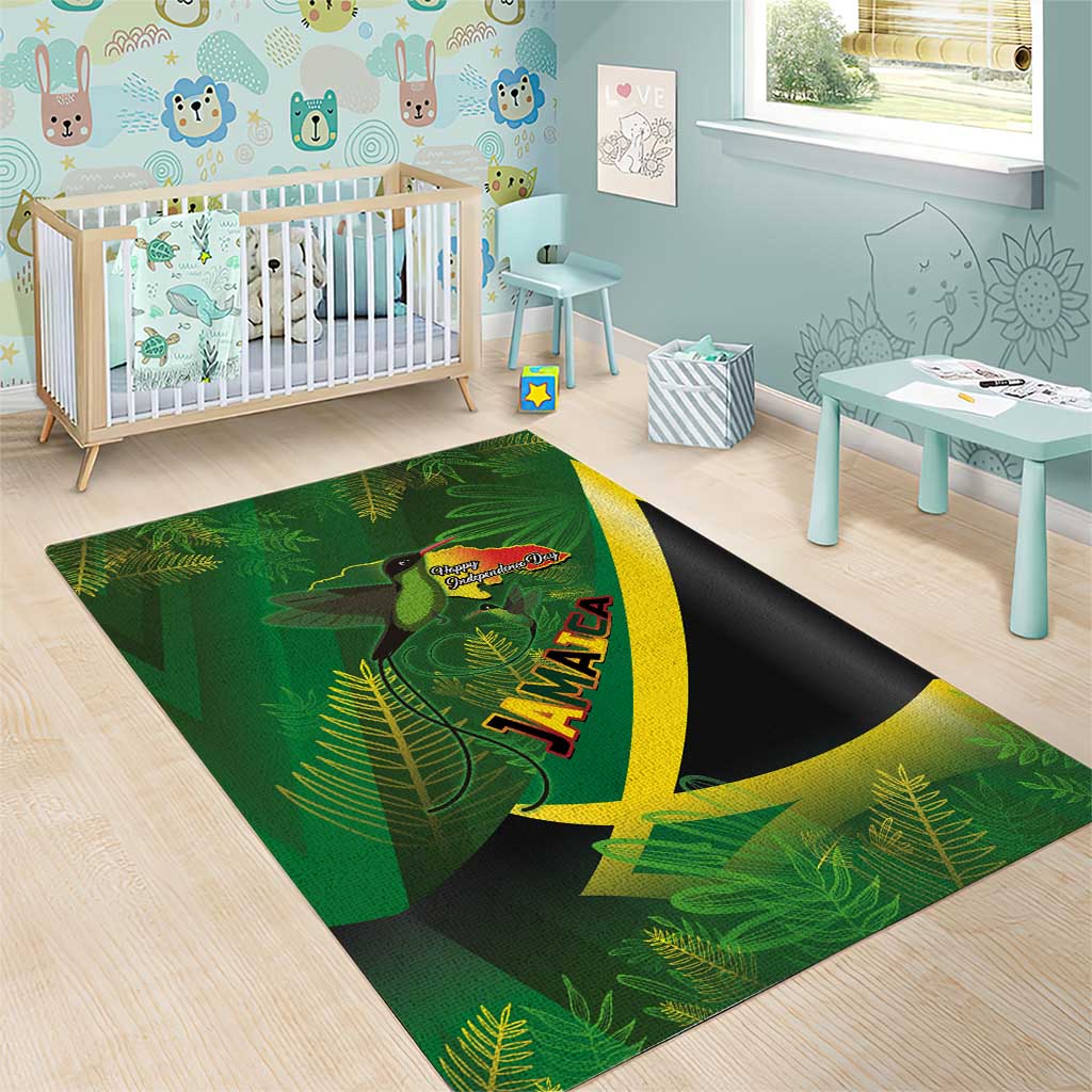 Afro Jamaica Independence Day Area Rug Swallow-tail Hummingbird with Tropical Plants LT03