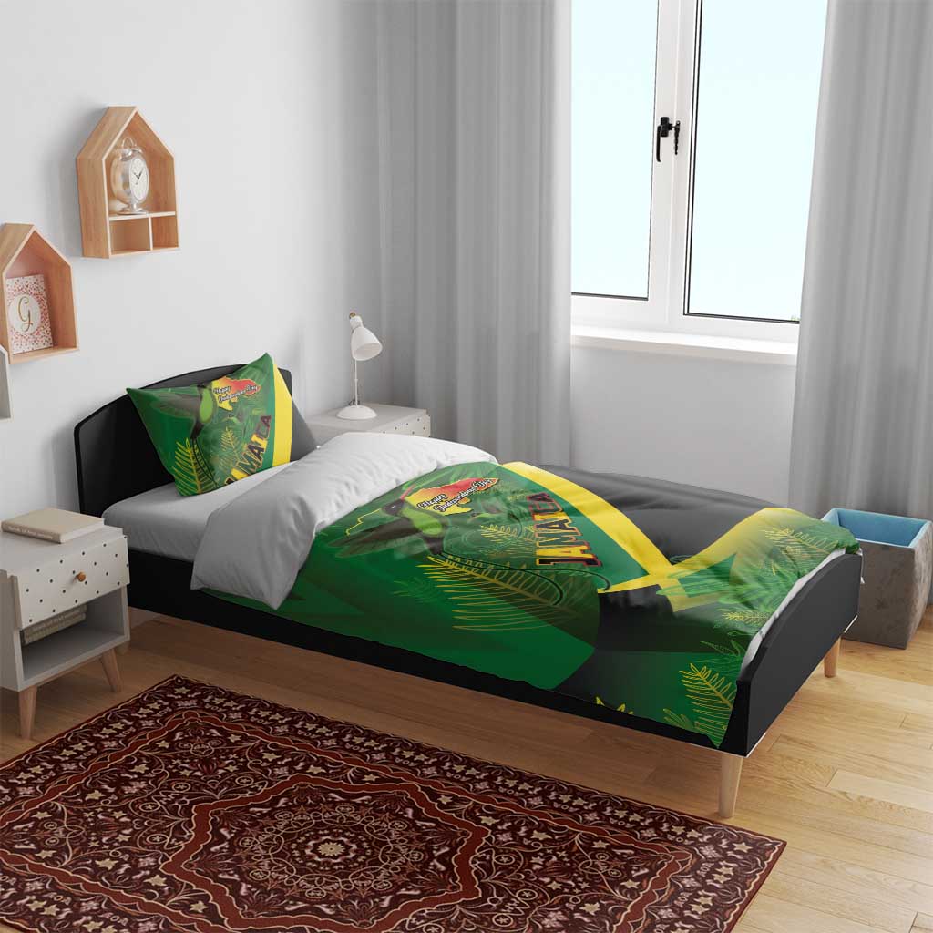 Afro Jamaica Independence Day Bedding Set Swallow-tail Hummingbird with Tropical Plants LT03