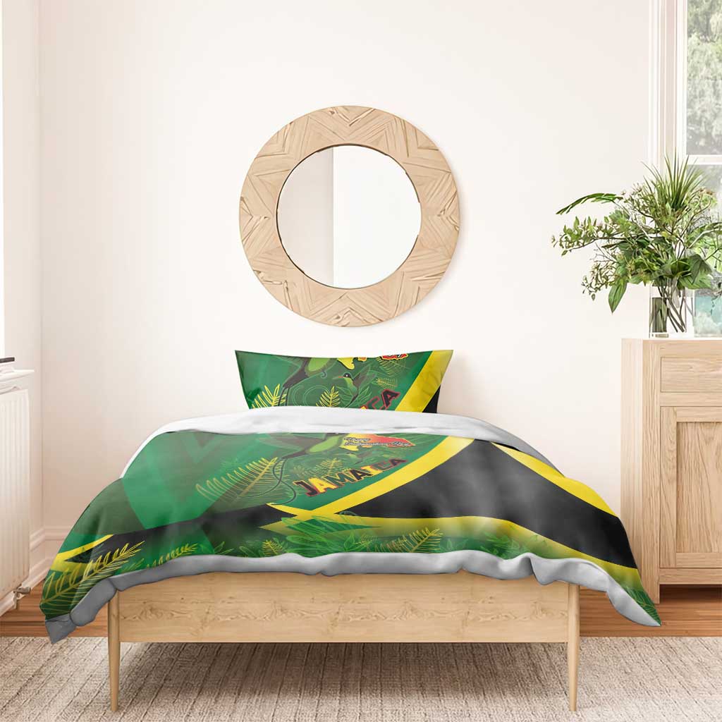 Afro Jamaica Independence Day Bedding Set Swallow-tail Hummingbird with Tropical Plants LT03
