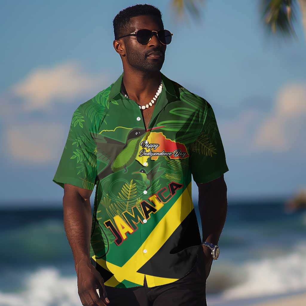 Afro Jamaica Independence Day Hawaiian Shirt Swallow-tail Hummingbird with Tropical Plants LT03