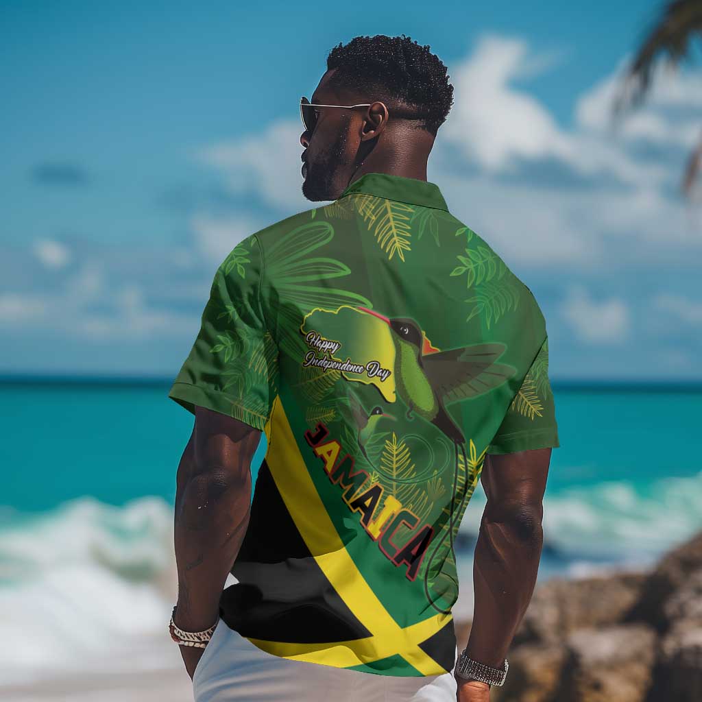 Afro Jamaica Independence Day Hawaiian Shirt Swallow-tail Hummingbird with Tropical Plants LT03