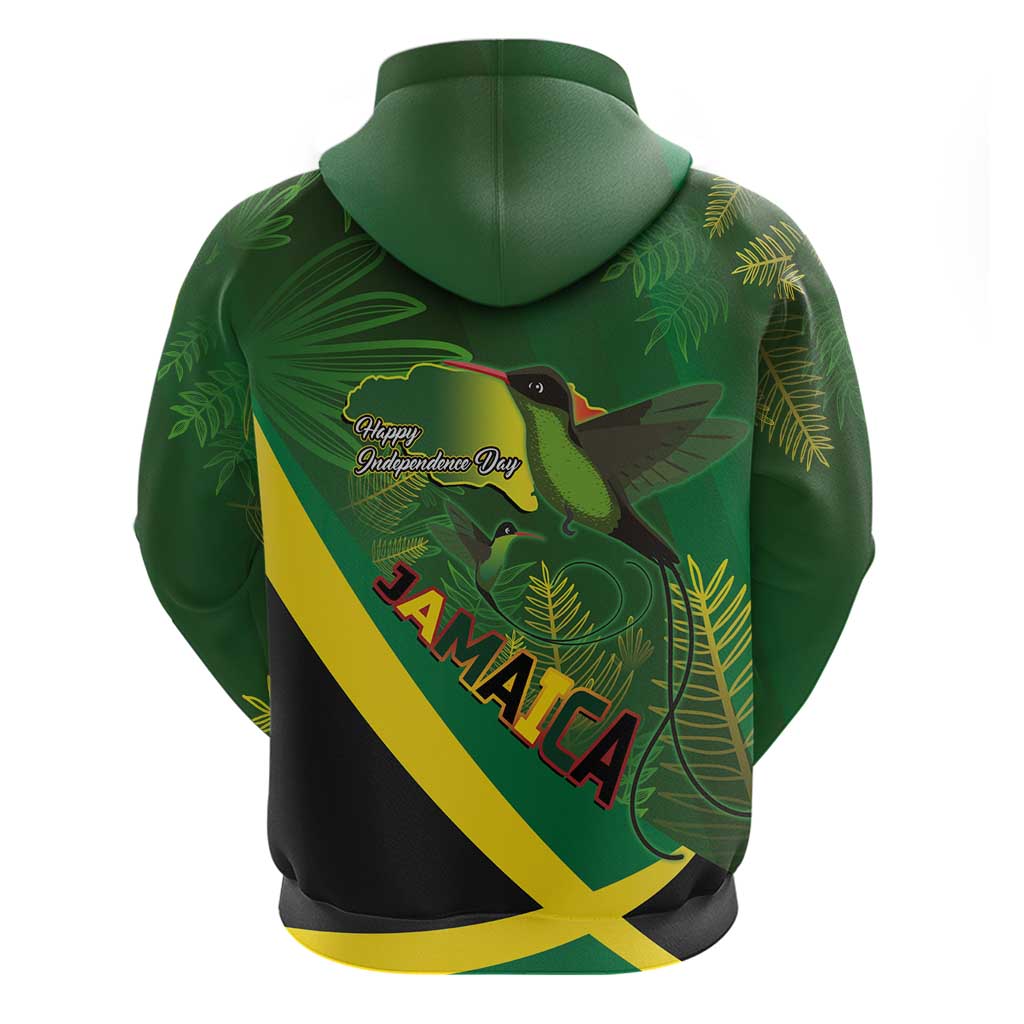 Jamaica Independence Day Hoodie Swallow-tail Hummingbird Tropical Plants and National Flag LT03