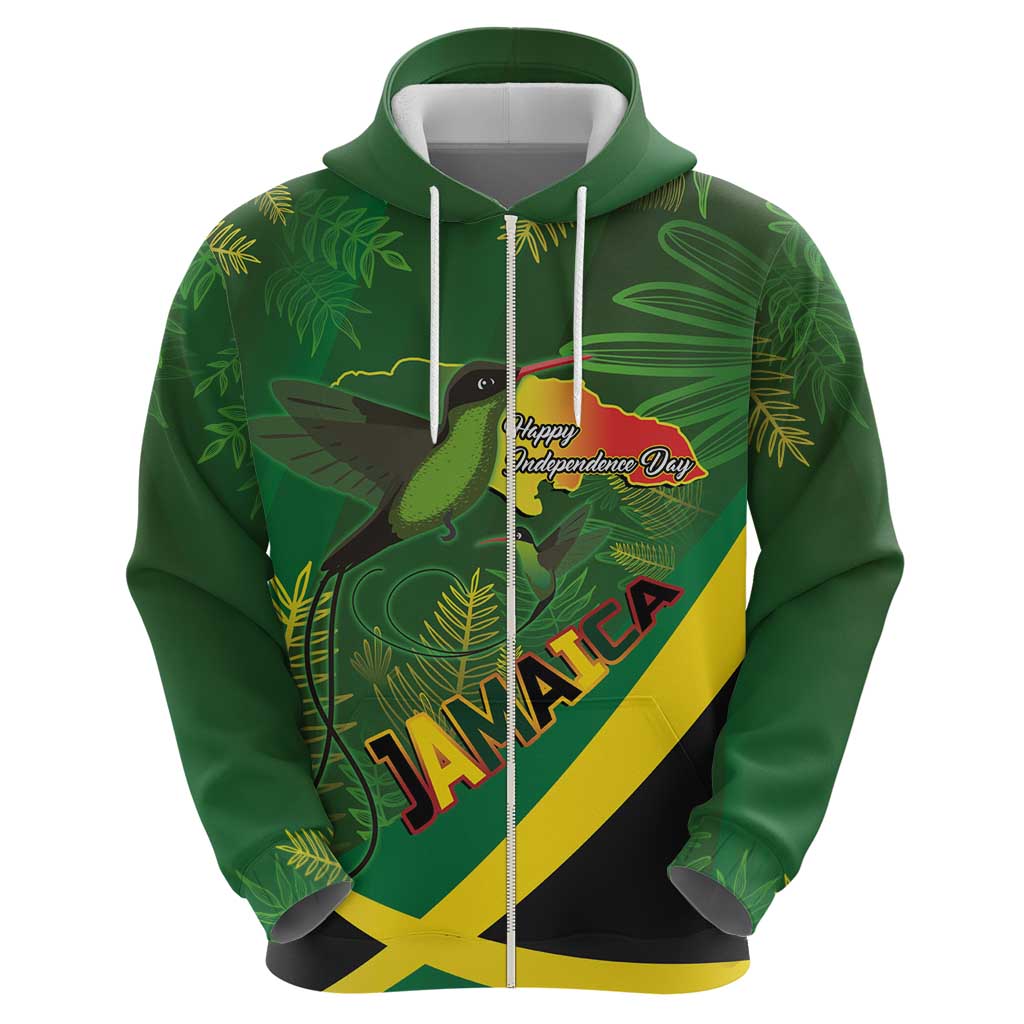 Jamaica Independence Day Hoodie Swallow-tail Hummingbird Tropical Plants and National Flag LT03