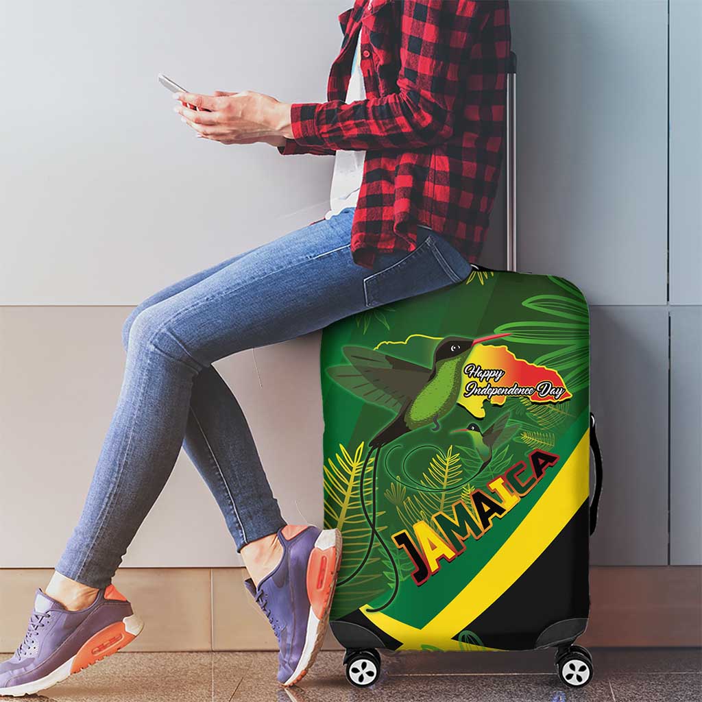 Jamaica Independence Day Luggage Cover Swallow-tail Hummingbird Tropical Plants and National Flag LT03